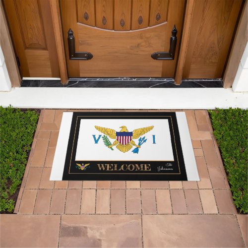 US Virgin Isands house mat VI Flag  Welcome Doormat