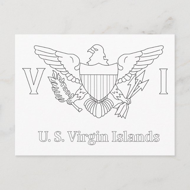 U.S. Virgin Island Flag Adult Coloring Postcard (Front)