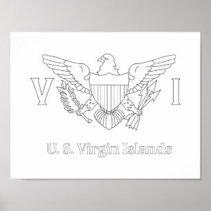 U.S. Virgin Island Flag Adult Coloring Poster