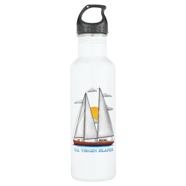 U.S. Virgin Islands Coastal Nautical Sailing Sailo Stainless Steel Water Bottle (Front)