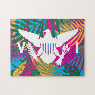 U.S. Virgin Islands Flag - Abstract Tropical Jigsaw Puzzle