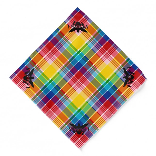U.S. Virgin Islands Flag (Black) Madras Pattern  Bandana (Front)