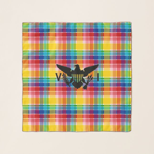 U.S. Virgin Islands Flag (Black), Madras  Scarf (Front)