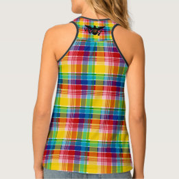 U.S. Virgin Islands Flag (Black), Madras Tank Top