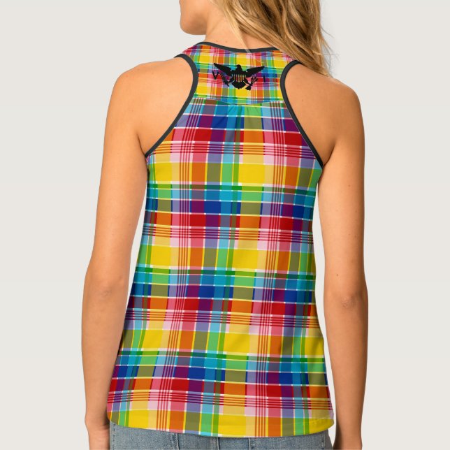 U.S. Virgin Islands Flag (Black), Madras Tank Top (Back)