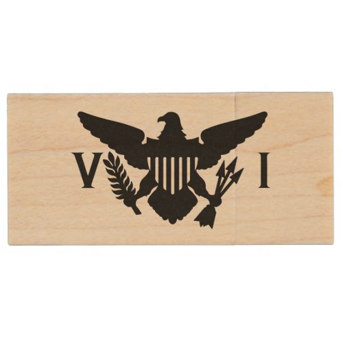 US Virgin Islands Flag  Black Wood Flash Drive