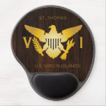 U.S. Virgin Islands Flag, Gold &amp; Dark Wood Gel Mouse Pad