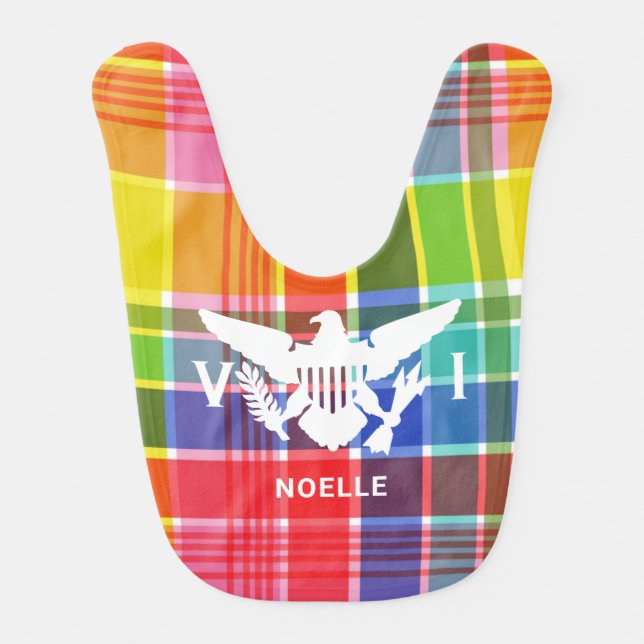U.S. Virgin Islands Flag, Madras Baby Bib (Front)