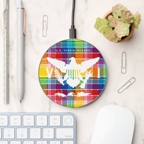 US Virgin Islands Flag Madras Wireless Charger