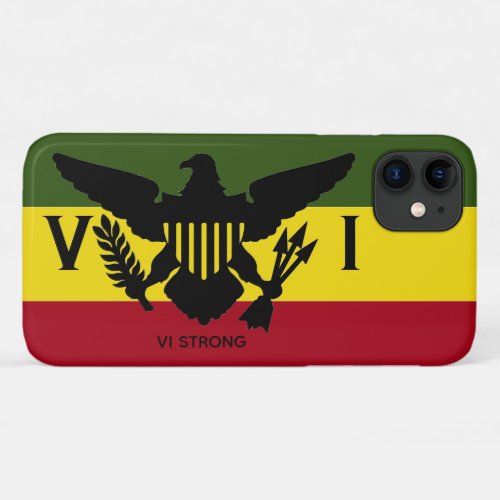 US Virgin Islands Flag Rasta_ Green Yellow Red iPhone 11 Case