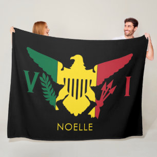 U.S. Virgin Islands Flag, Rasta Red, Yellow, Green Fleece Blanket