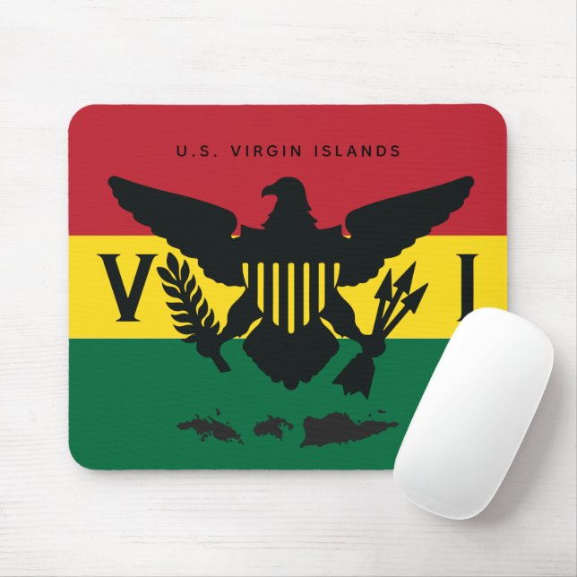 U.S. Virgin Islands Flag Red, Yellow, Green, Rasta Mouse Pad (With Mouse)