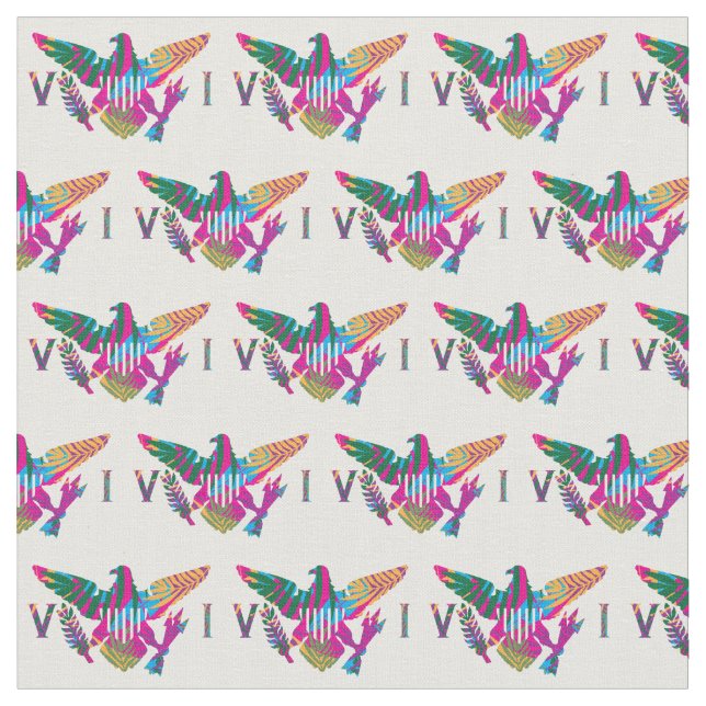 U.S. Virgin Islands Flag (Small) Tropical Leaves Fabric (Close Up)