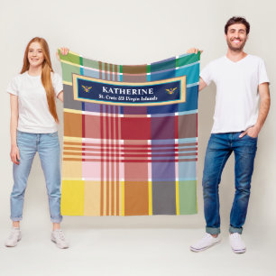 U.S. Virgin Islands Flag St. Croix Madras Custom Fleece Blanket