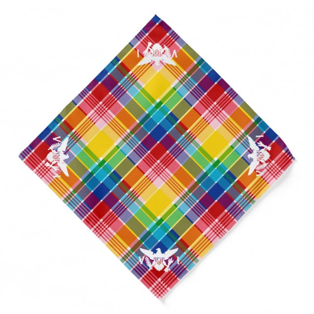 U.S. Virgin Islands Flag (White) Madras Pattern Bandana (Front)