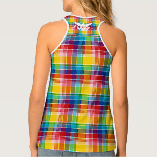 U.S. Virgin Islands Flag (White), Madras Tank Top