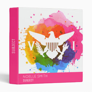 U.S. Virgin Islands Flag, White, Watercolor Splash 3 Ring Binder