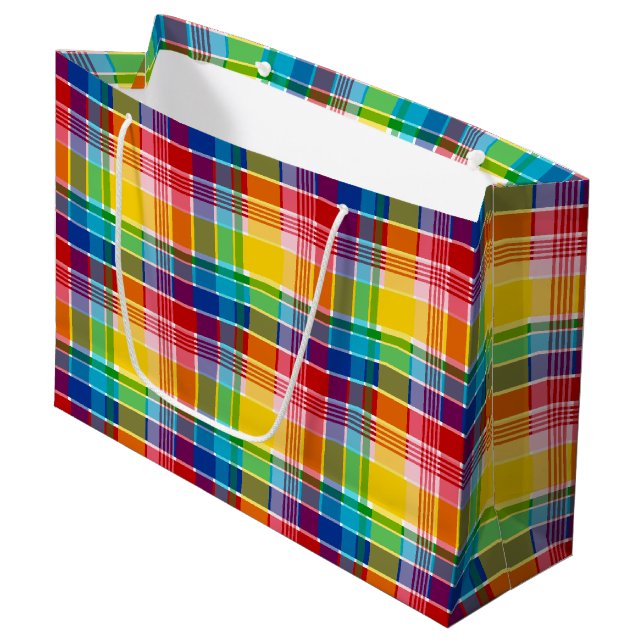U.S. Virgin Islands Madras Large Gift Bag (Front Angled)