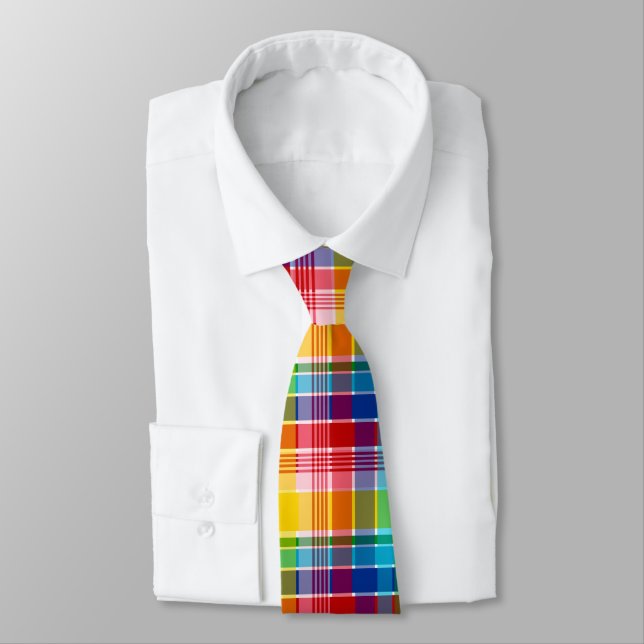 U.S. Virgin Islands Madras Neck Tie (Tied)