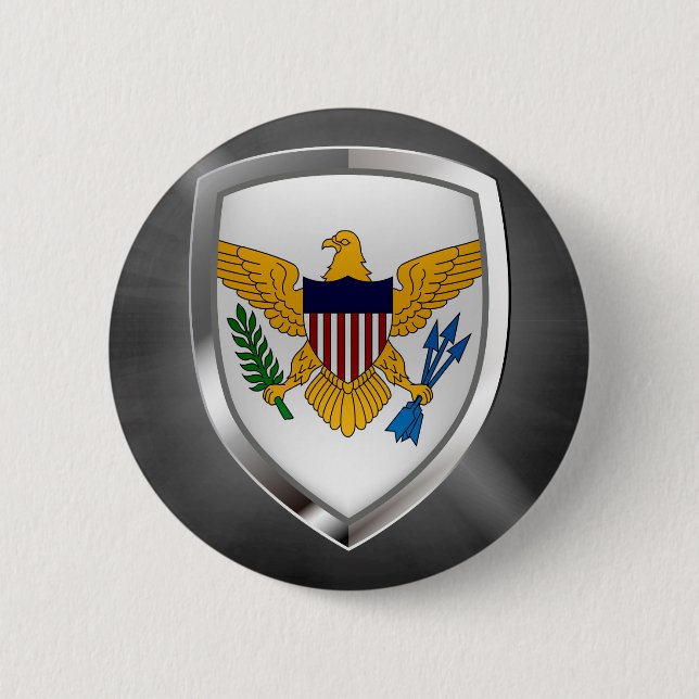 U.S. Virgin Islands Metallic Emblem Pinback Button (Front)