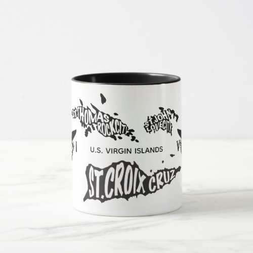 US Virgin Islands Typography Black  White Mug