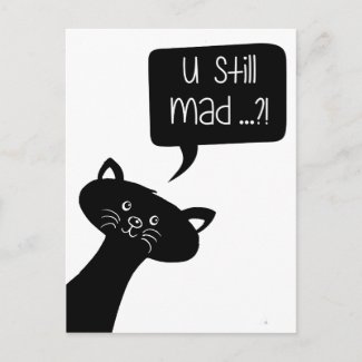 U still mad?! Cute Black Cat Postcard