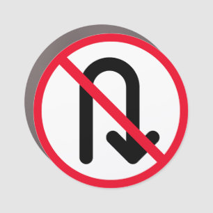 U Turn Prohibited Red Circle Sign Car Magnet