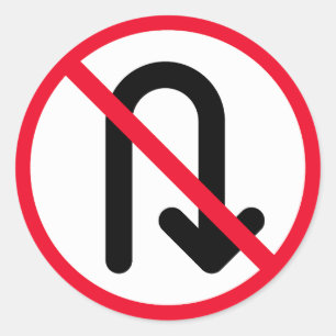 U Turn Prohibited Sign Classic Round Stickers