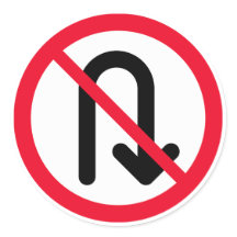 U Turn Prohibited Sign | Classic Round Stickers