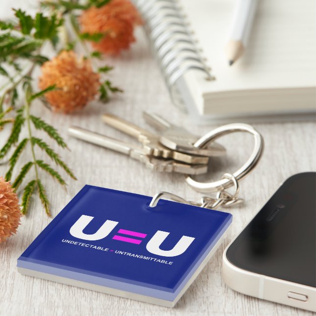 U=U HIV Undetectable Equals Untransmittable Keychain (Front Right)
