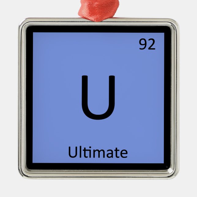 U - Ultimate Frisbee Sports Chemistry Symbol Metal Ornament (Front)