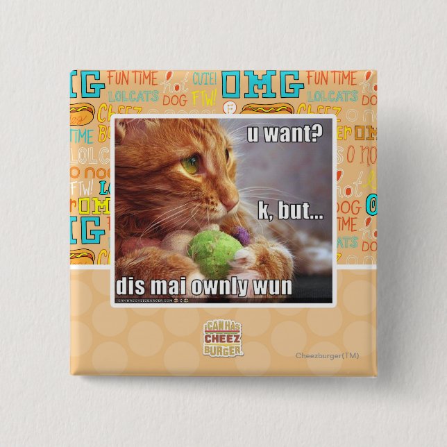 U want? pinback button (Front)