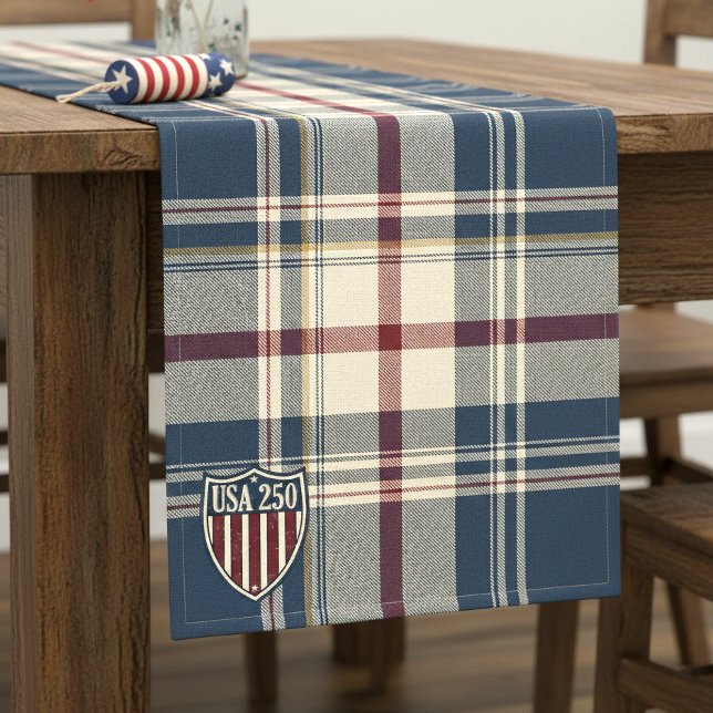 UA 250 American Plaid Shield Motif ID1301 Short Table Runner (Creator Uploaded)
