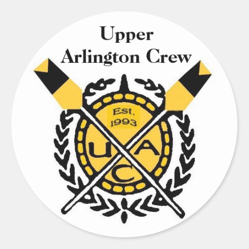 UA CREW emblem EST 1993_2 Upper Arlington Crew Classic Round Sticker