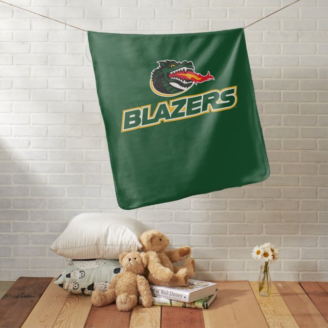 UAB Blazers Dragon and "BLAZERS" Logo Baby Blanket (In Situ)