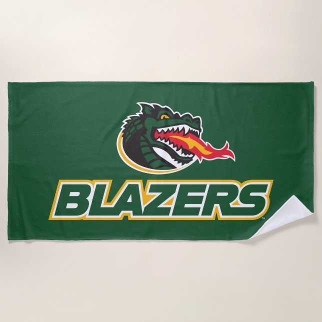 UAB Blazers Dragon and "BLAZERS" Logo Beach Towel (Front)
