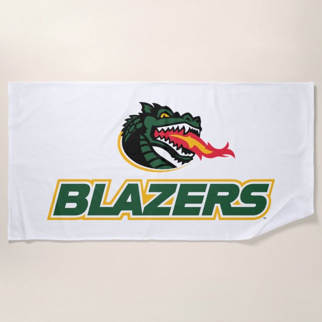 UAB Blazers Dragon and "BLAZERS" Logo Beach Towel (Front)