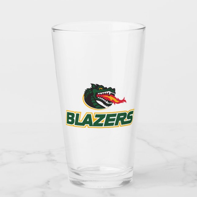 UAB Blazers Dragon and "BLAZERS" Logo Glass (Front)