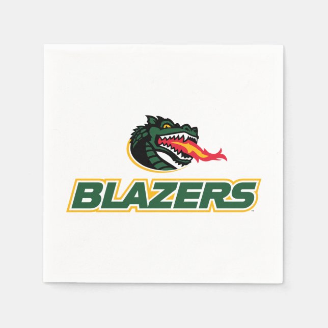 UAB Blazers Dragon and "BLAZERS" Logo Napkins (Front)