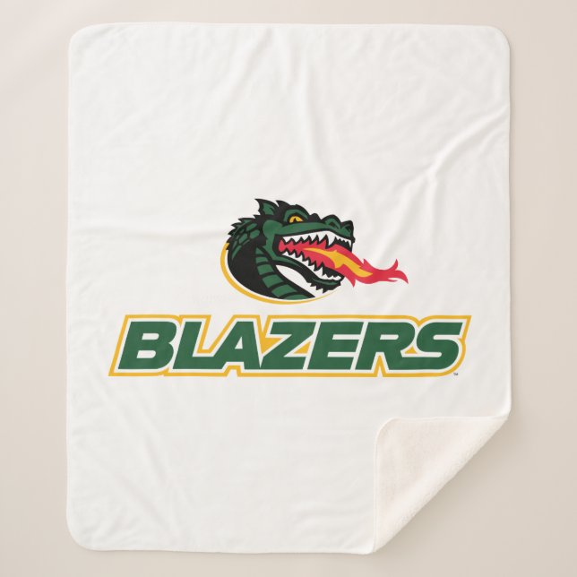 UAB Blazers Dragon and "BLAZERS" Logo Sherpa Blanket (Front)