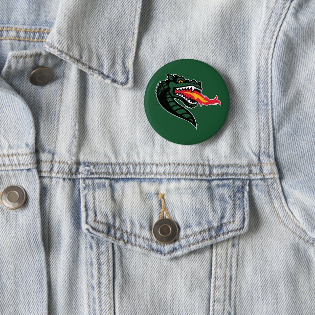 UAB Blazers Fire-Breathing Dragon Mascot Logo Button (In Situ)