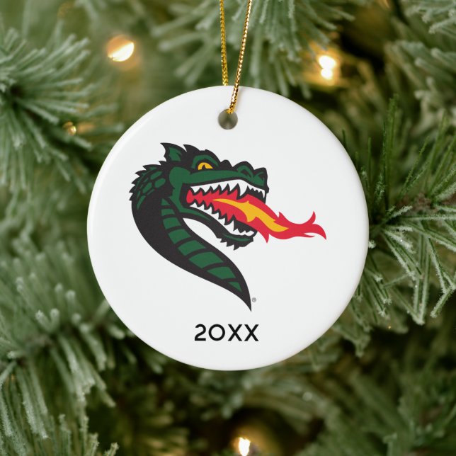 UAB Blazers Fire-Breathing Dragon Mascot Logo Ceramic Ornament (Tree)