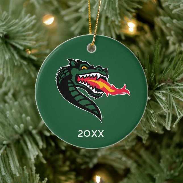 UAB Blazers Fire-Breathing Dragon Mascot Logo Ceramic Ornament (Tree)