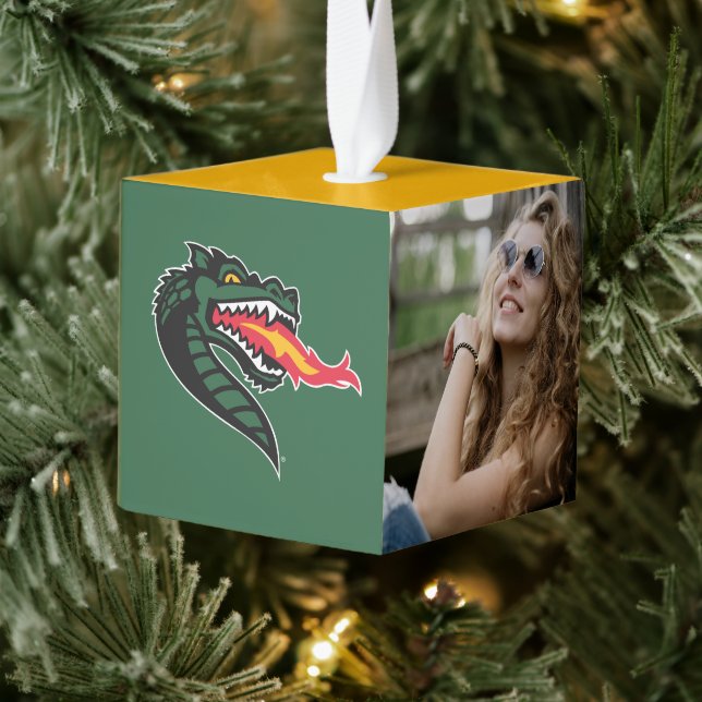 UAB Blazers Fire-Breathing Dragon Mascot Logo Cube Ornament (Tree)