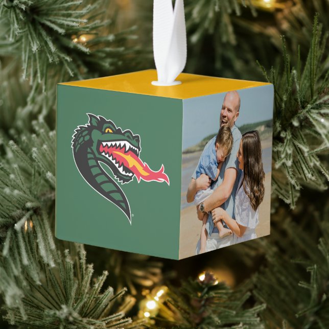 UAB Blazers Fire-Breathing Dragon Mascot Logo Cube Ornament (Tree)