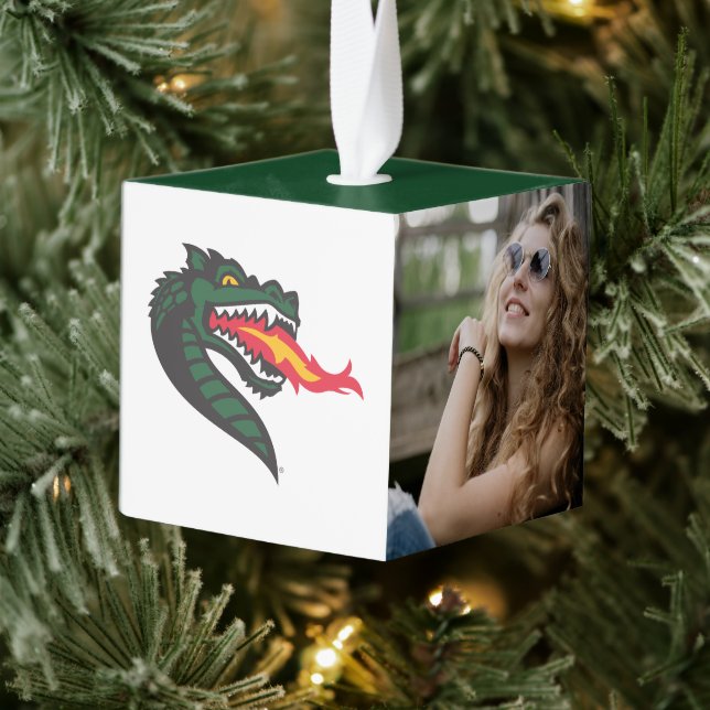 UAB Blazers Fire-Breathing Dragon Mascot Logo Cube Ornament (Tree)