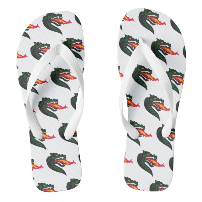 UAB Blazers Fire-Breathing Dragon Mascot Logo Flip Flops (Footbed)
