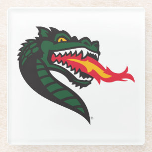 UAB Blazers Fire-Breathing Dragon Mascot Logo Glass Coaster
