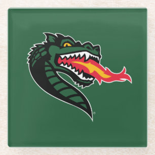 UAB Blazers Fire-Breathing Dragon Mascot Logo Glass Coaster