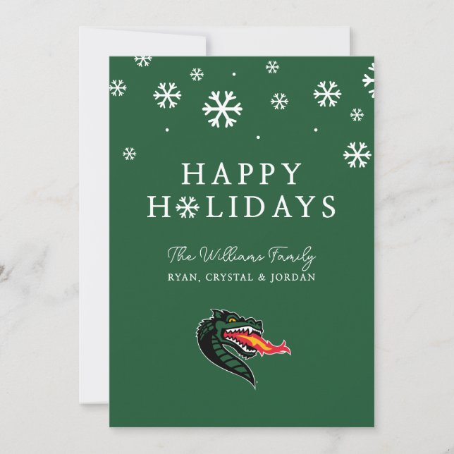 UAB Blazers Fire-Breathing Dragon Mascot Logo Holiday Card (Front)